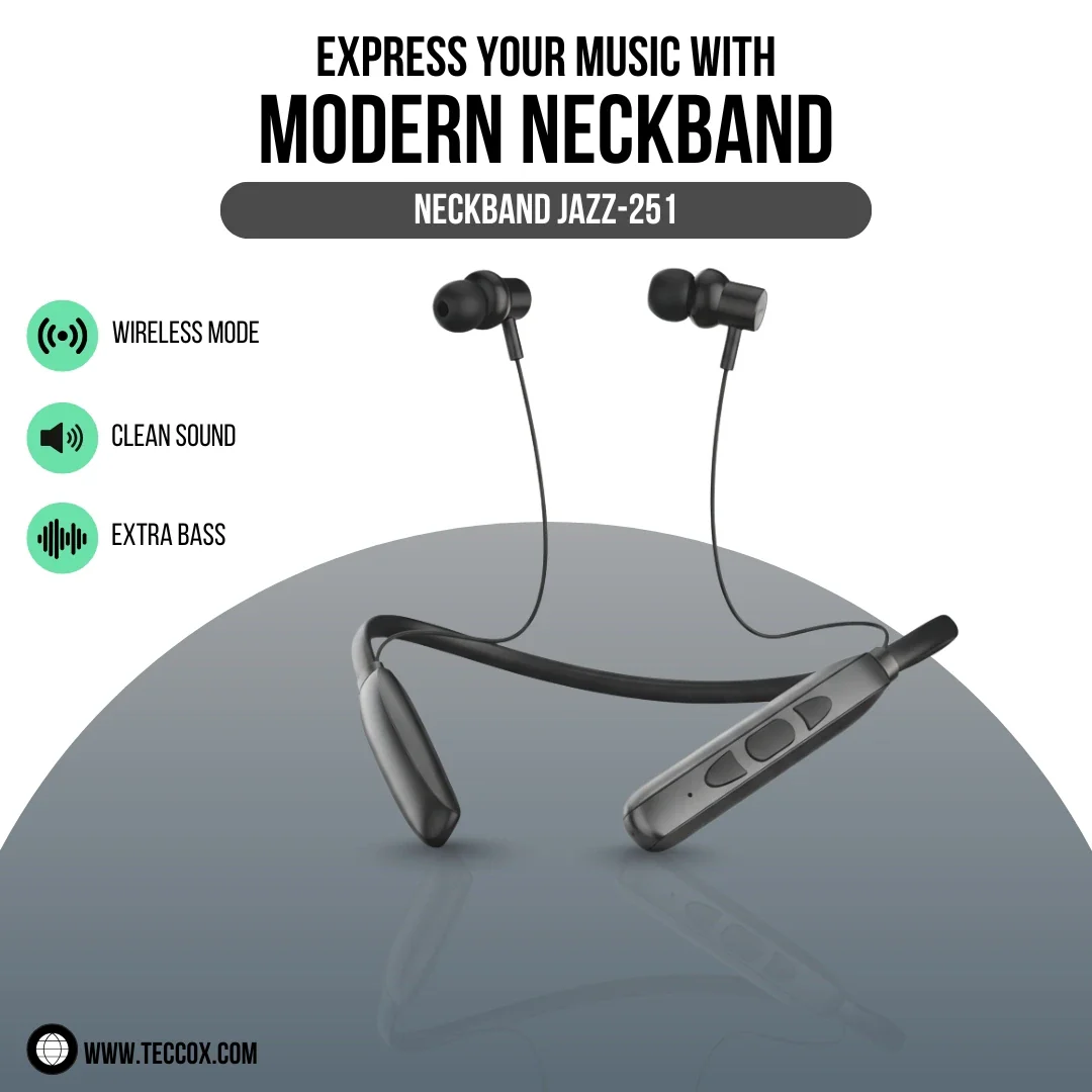 Bluetooth Neckband Jazz 251 | 30 Hr Long Battery Life | High Bass - Image 3