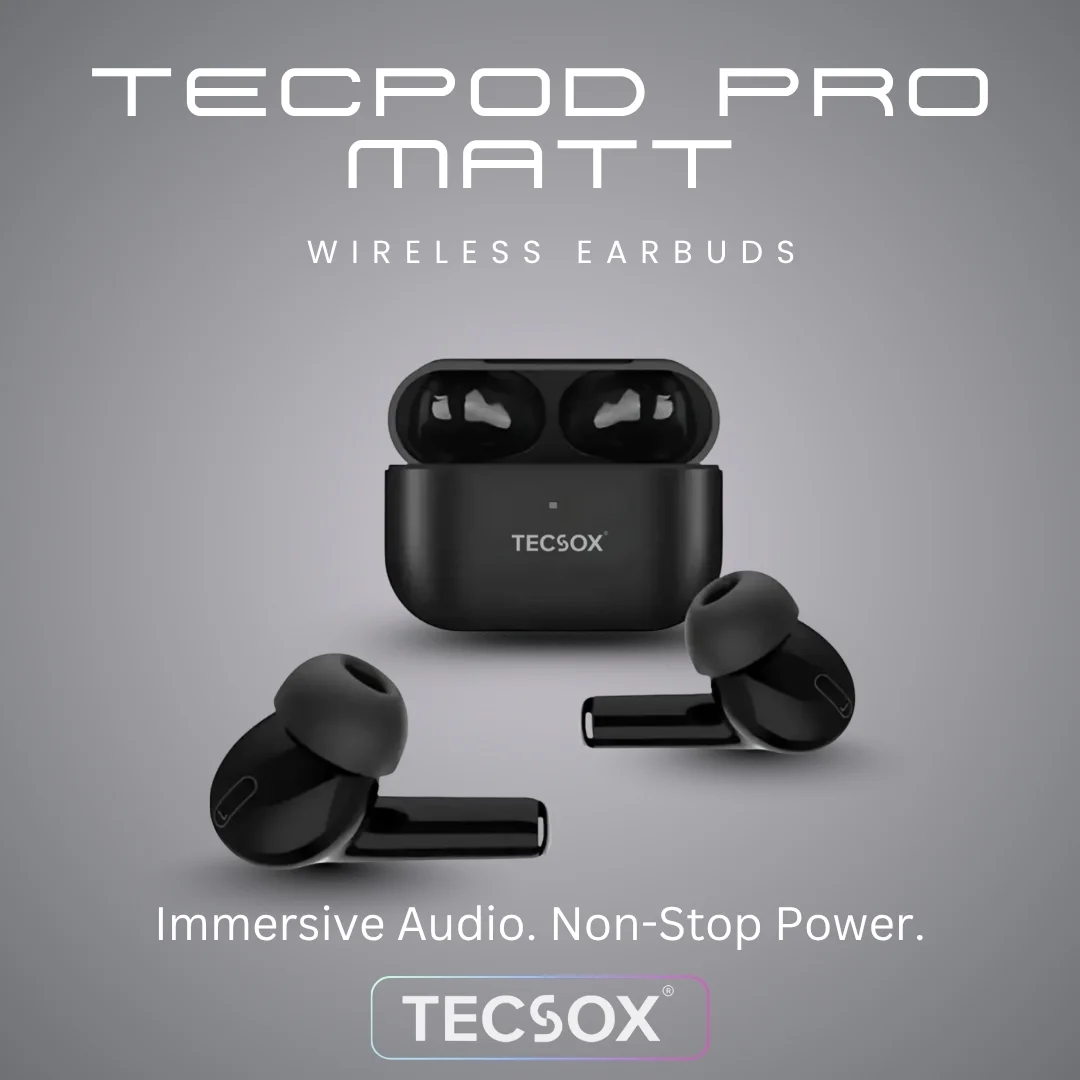 TecPod Pro Black Matt Bluetooth Earbuds | 30 Hour Playtime | Under ₹1000 - Image 4