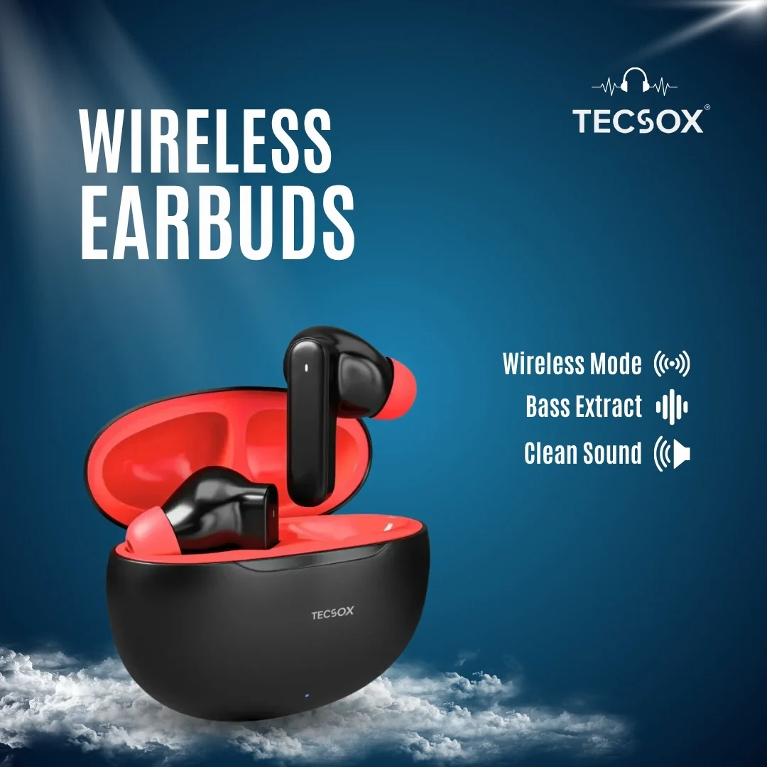 TecSox Pulse 611 Bluetooth Earbuds | Bluetooth 5.3 | 30Hr Play Time | Deep Bass Airpods - Image 20