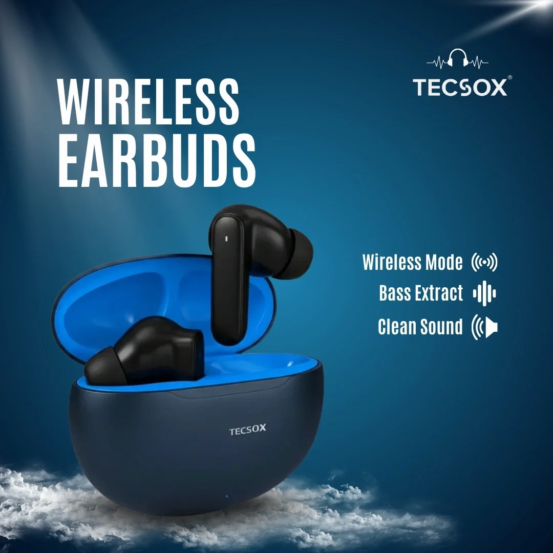 TecSox Pulse 611 Bluetooth Earbuds | Bluetooth 5.3 | 30Hr Play Time | Deep Bass Airpods - Image 29