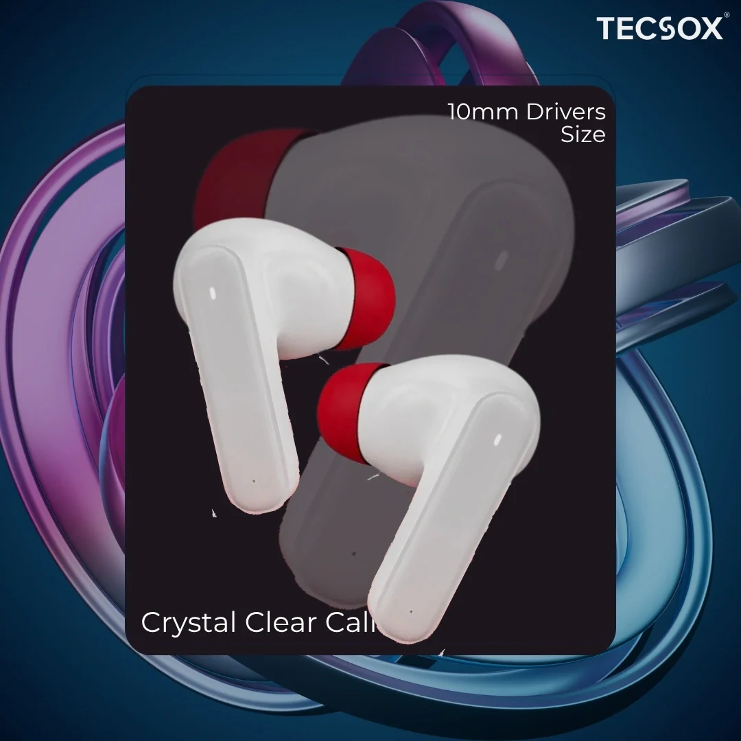 TecSox Pulse 611 Bluetooth Earbuds | Bluetooth 5.3 | 30Hr Play Time | Deep Bass Airpods - Image 48