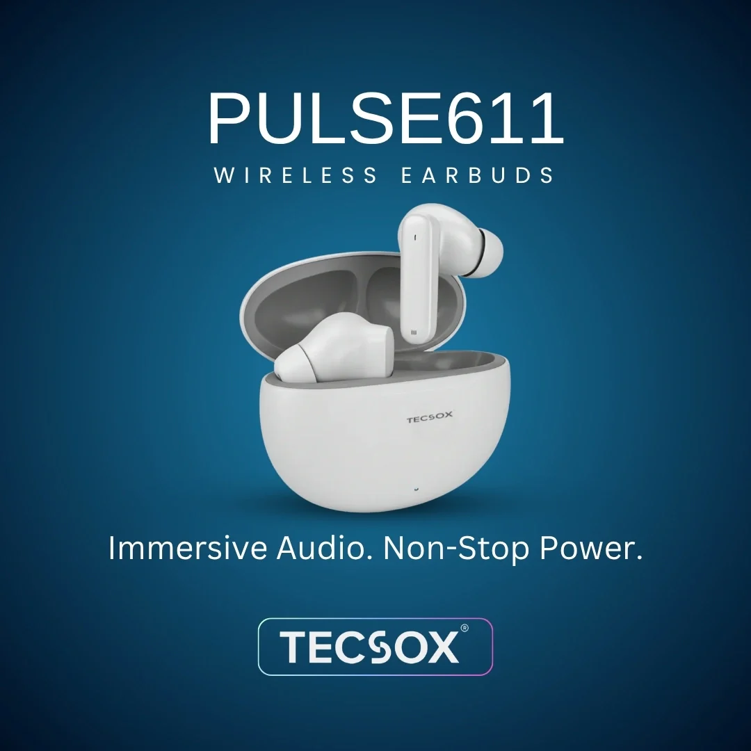 TecSox Pulse 611 Bluetooth Earbuds | Bluetooth 5.3 | 30Hr Play Time | Deep Bass Airpods - Image 7