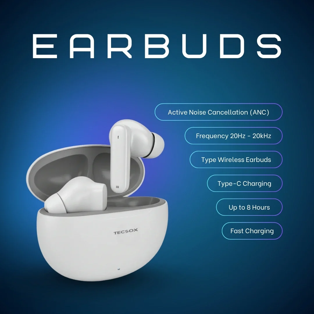 TecSox Pulse 611 Bluetooth Earbuds | Bluetooth 5.3 | 30Hr Play Time | Deep Bass Airpods - Image 8