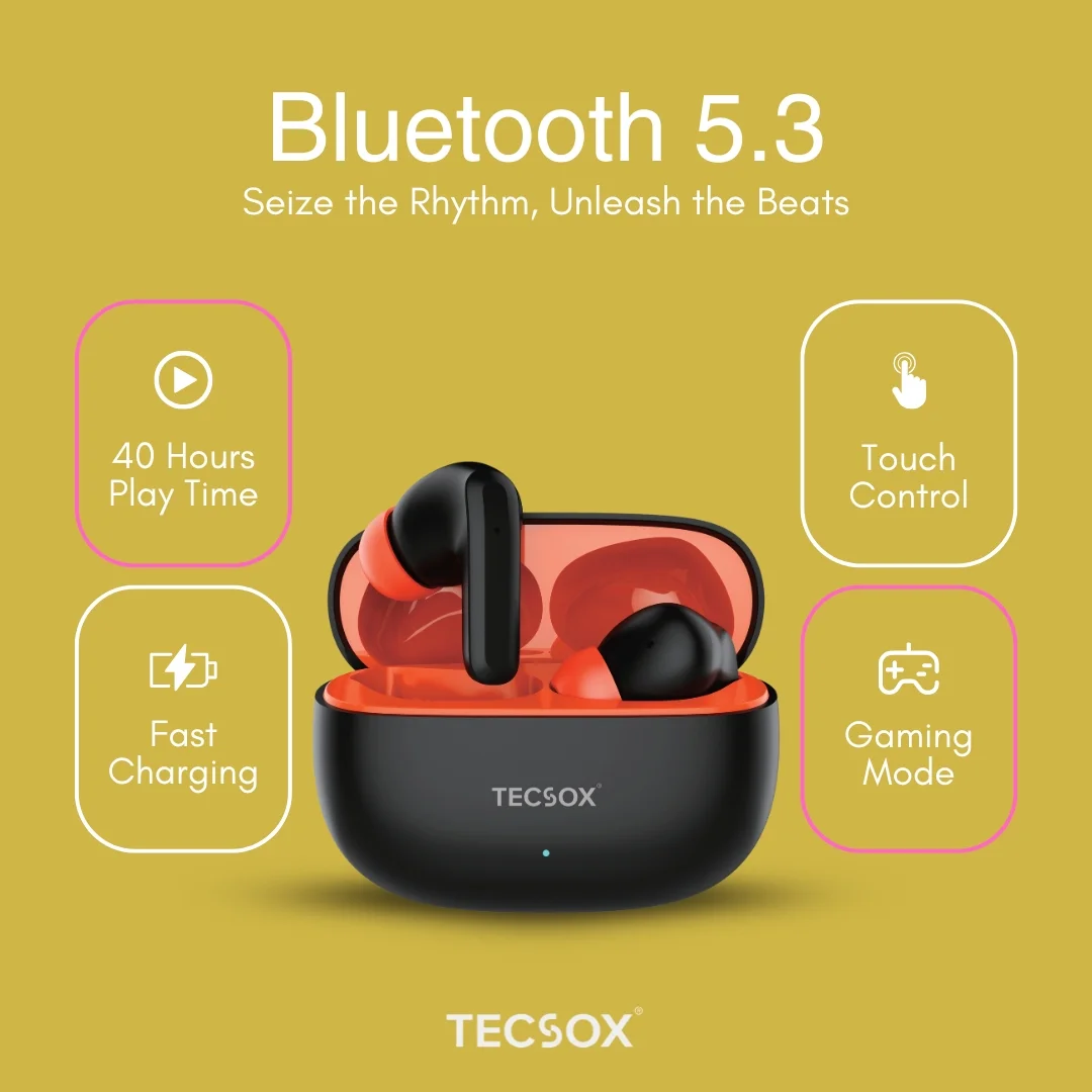 TecSox Wave Bluetooth Earbuds | Deep Bass | IPX water resistance - Image 11