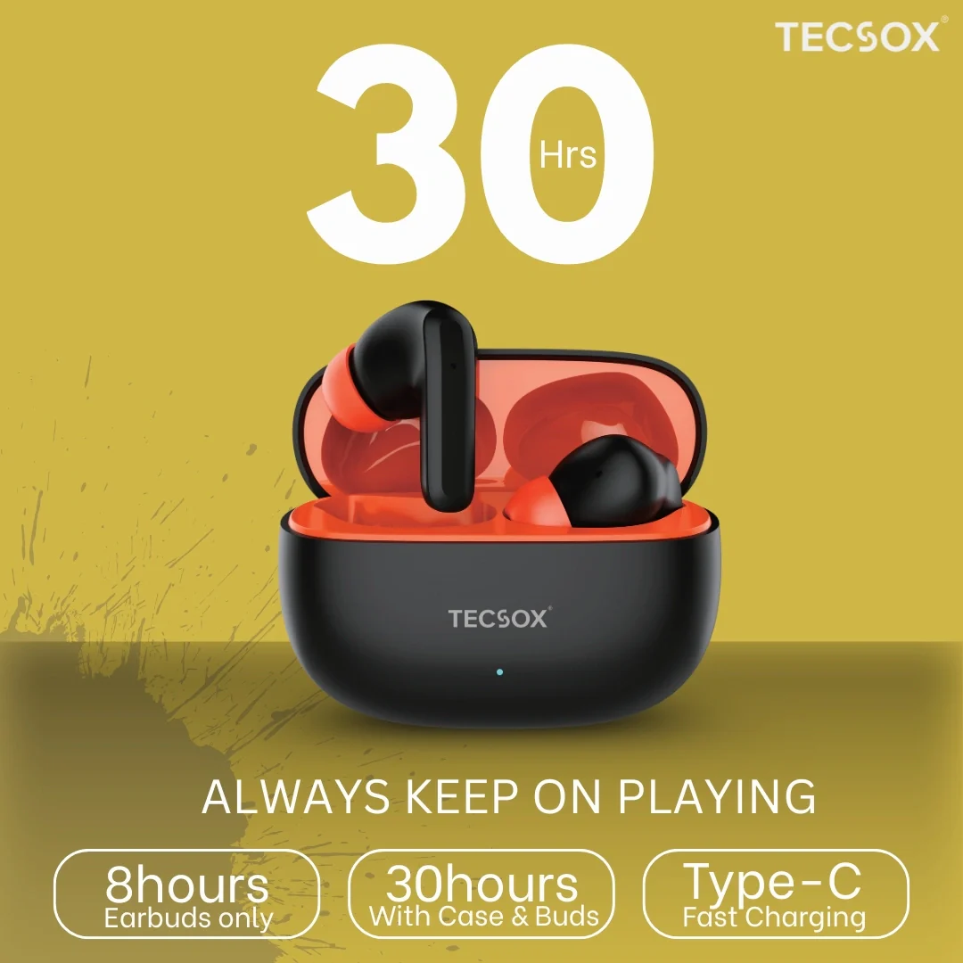 TecSox Wave Bluetooth Earbuds | Deep Bass | IPX water resistance - Image 6