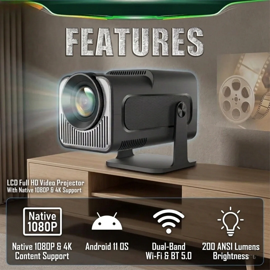 Tecsox Panther Mini Projector: 4K Video | Android 11 | 180° rotation - Image 10