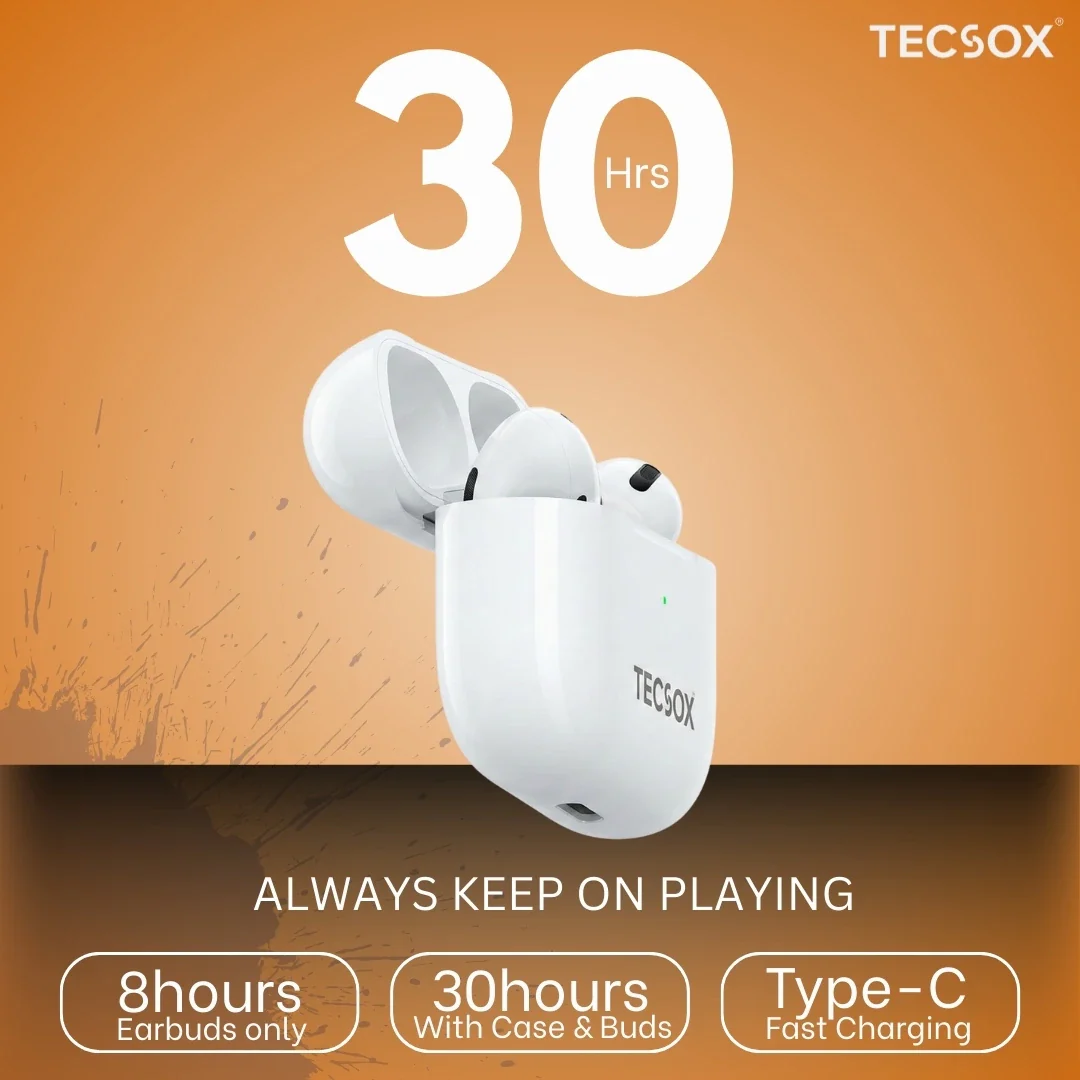 Buy TecPod Max White Bluetooth Earbuds | Deep Bass | 30-hour playtime - Image 6