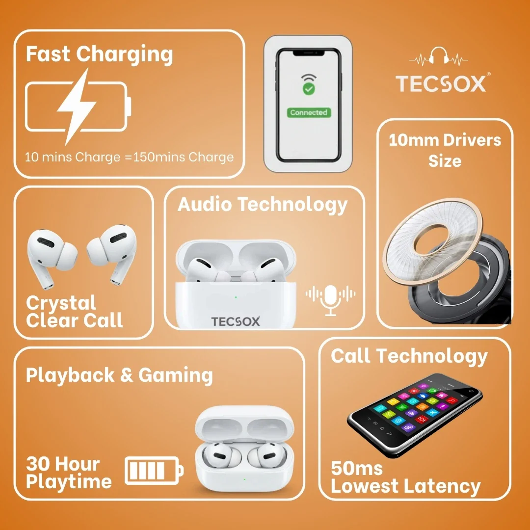Buy TecPod Max White Bluetooth Earbuds | Deep Bass | 30-hour playtime - Image 9