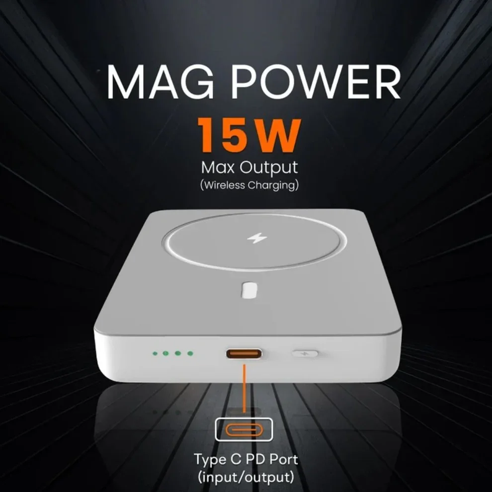 TecSox 10 000 mAh Wireless MagSafe Power Bank – Compact, Dual USB‑C & MagSafe Wireless Charging - Image 2
