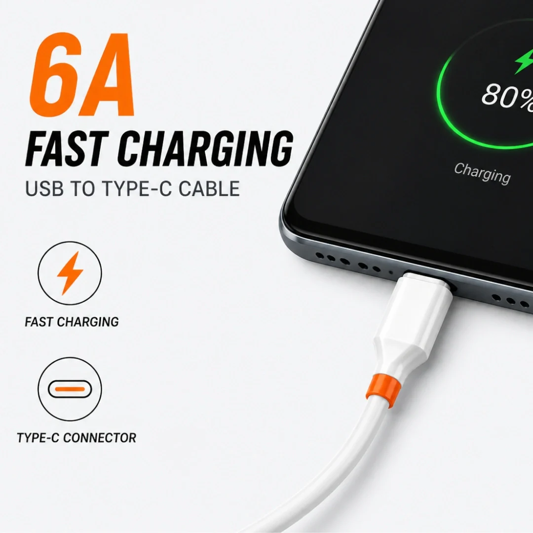 TecSox 6A USB to Type-C Charging Cable| Under Rs.99 - Image 2