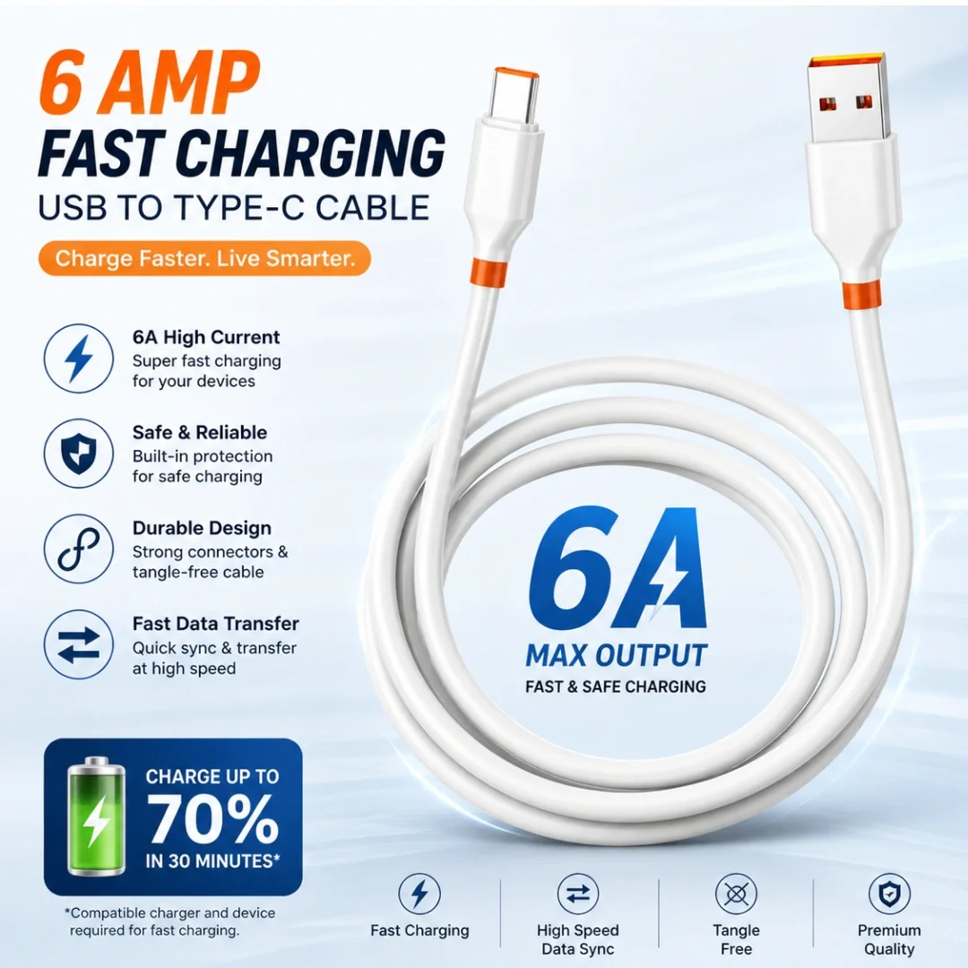 TecSox 6A USB to Type-C Charging Cable| Under Rs.99 - Image 3