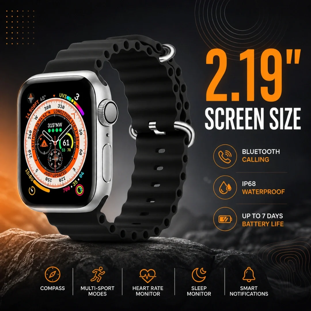 TecSox 2.19" Screen Size Metal Shield | Smart Watch| Wireless Charging - Image 2