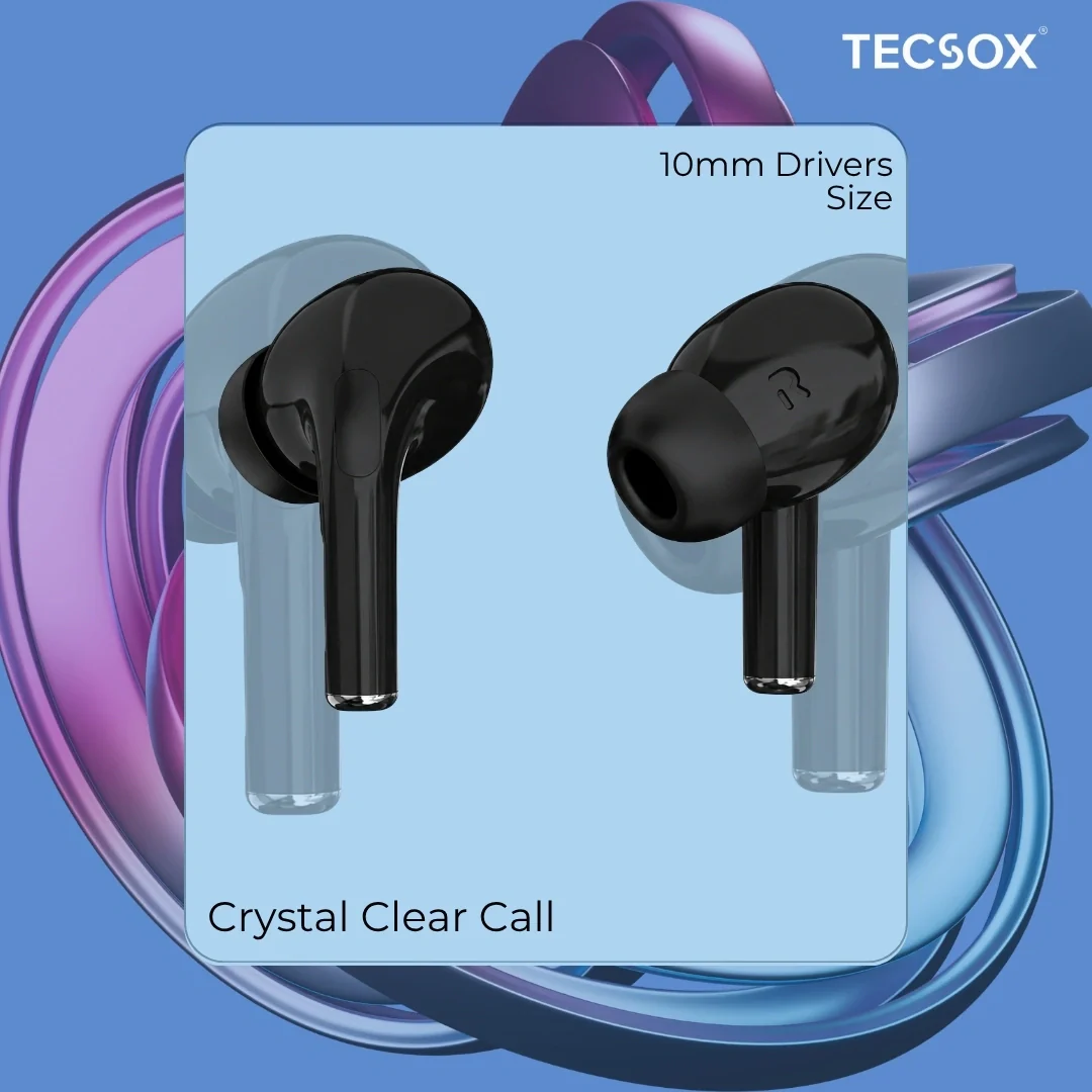 TecSox Moon Bluetooth Earbud With Deep Bass & Comfortable Fit | 30Hrs Playtime | IPX Water Resistant - Image 9