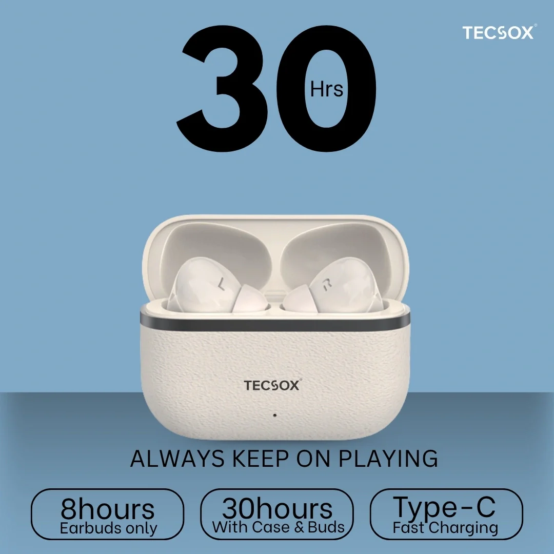 TecSox Moon Bluetooth Earbud With Deep Bass & Comfortable Fit | 30Hrs Playtime | IPX Water Resistant - Image 11