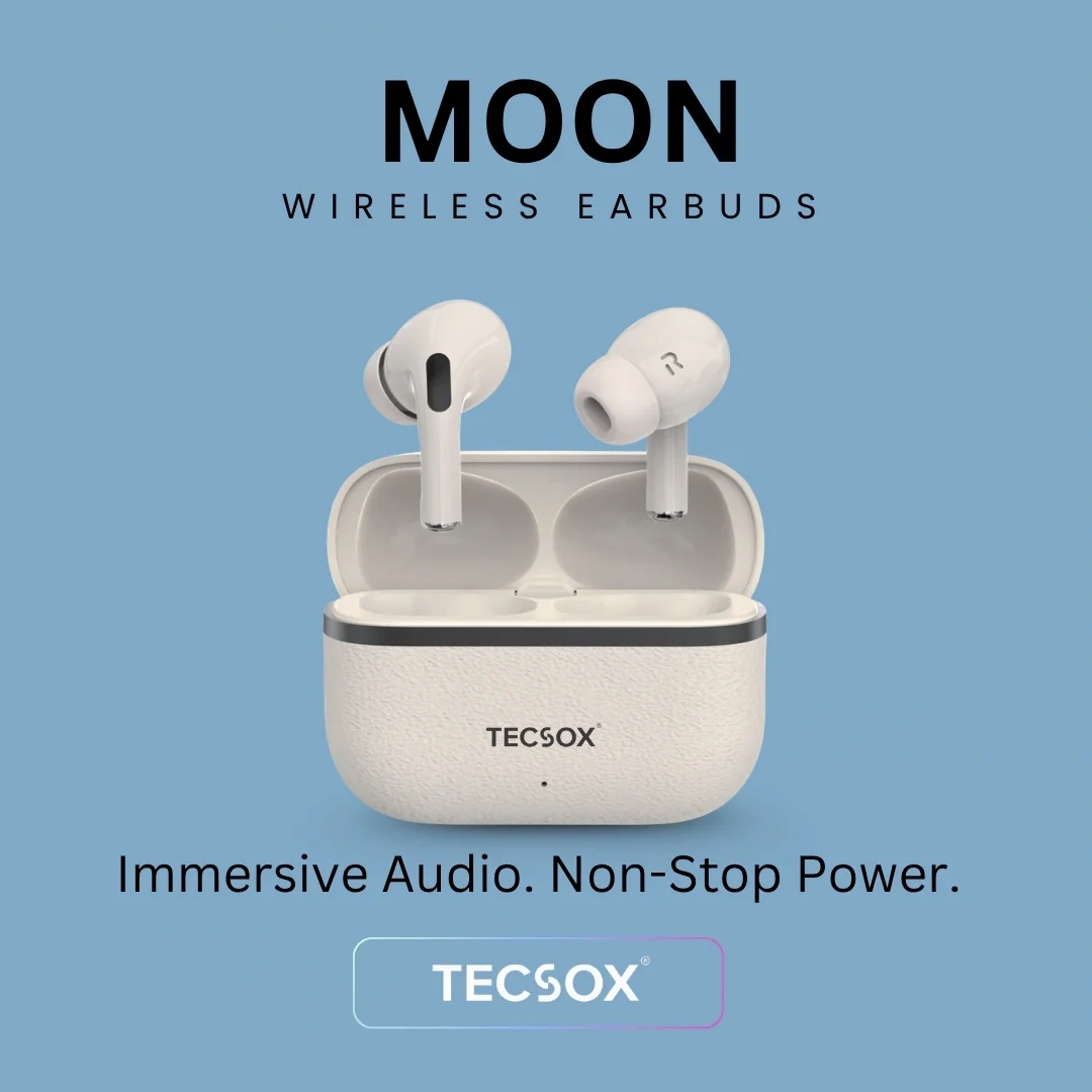 TecSox Moon Bluetooth Earbud With Deep Bass & Comfortable Fit | 30Hrs Playtime | IPX Water Resistant - Image 12