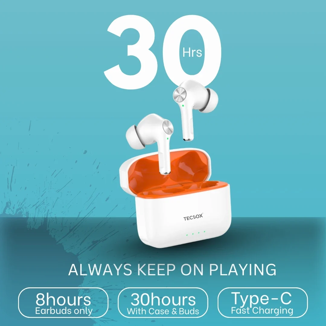 TecSox Neo411 30Hr Playtime |  Wireless Earbud With Deep Bass & Comfortable Fit | IPX Water Resistant - Image 18