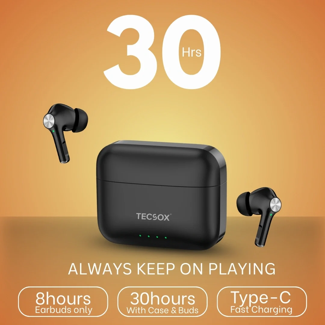 TecSox Neo411 30Hr Playtime |  Wireless Earbud With Deep Bass & Comfortable Fit | IPX Water Resistant - Image 39