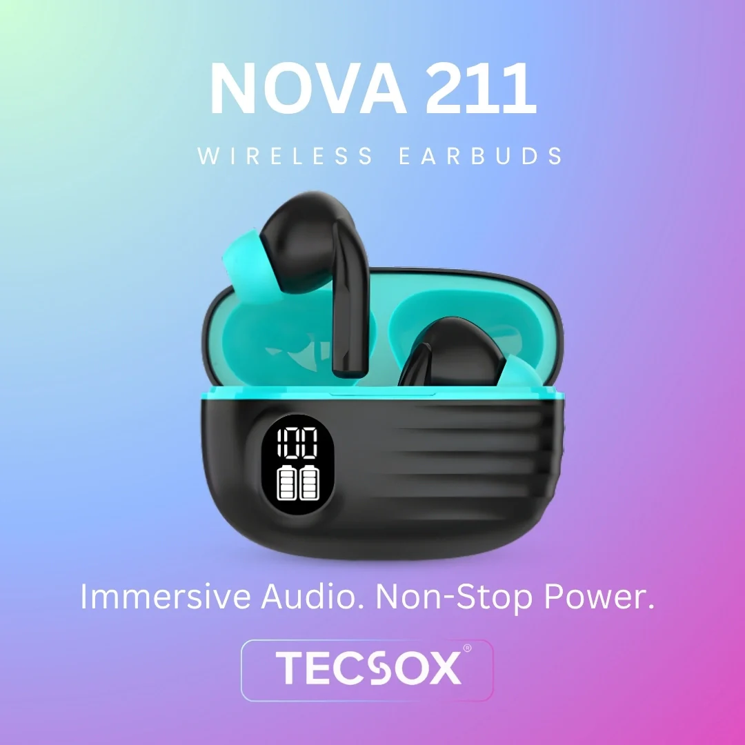 TecSox Nova 211 Wireless Earbud With Deep Bass & Comfortable Fit | IPX Water Resistant - Image 3