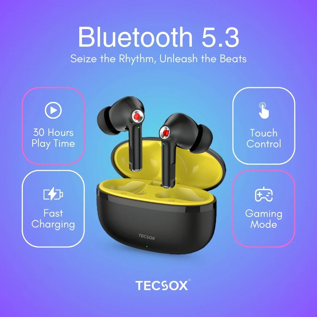 TecSox Omega 201 Wireless Earbud With Deep Bass & Comfortable Fit | IPX Water Resistant - Image 10