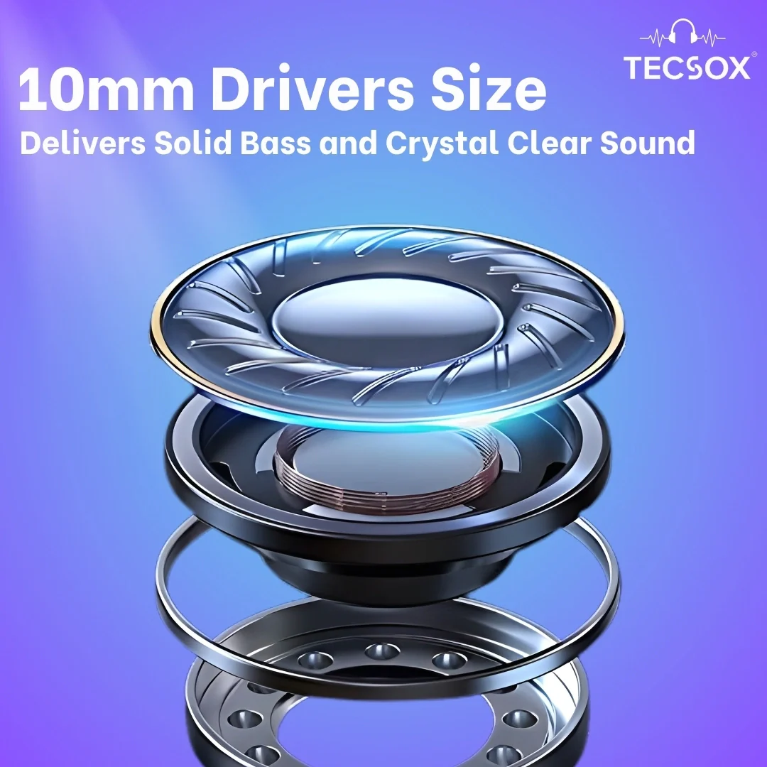 TecSox Omega 201 Wireless Earbud With Deep Bass & Comfortable Fit | IPX Water Resistant - Image 23