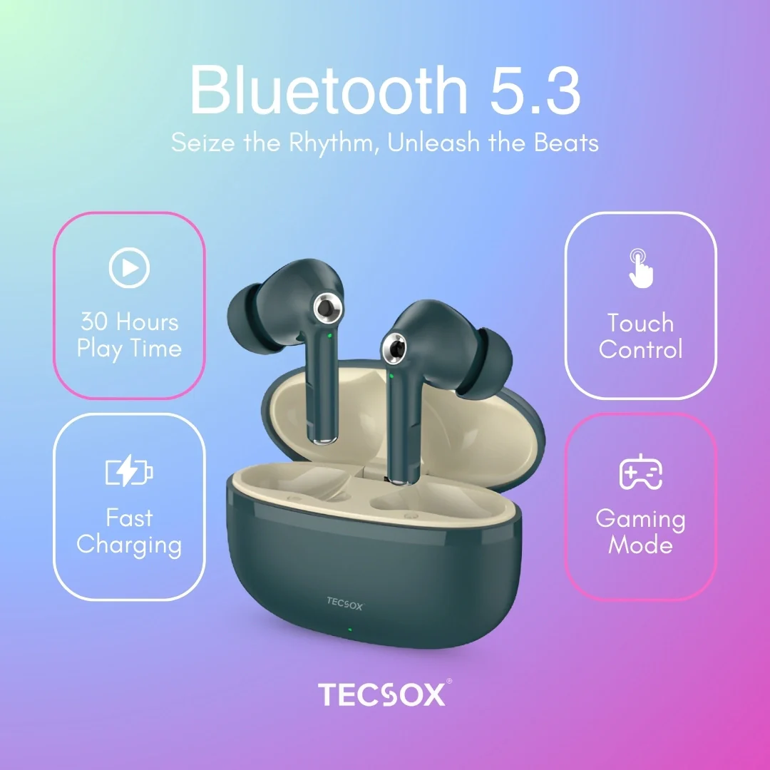 TecSox Omega 201 Wireless Earbud With Deep Bass & Comfortable Fit | IPX Water Resistant - Image 37