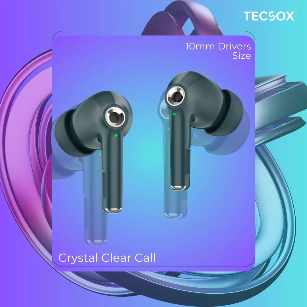 TecSox Omega 201 Wireless Earbud With Deep Bass & Comfortable Fit | IPX Water Resistant - Image 38