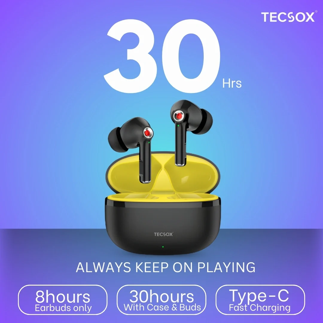 TecSox Omega 201 Wireless Earbud With Deep Bass & Comfortable Fit | IPX Water Resistant - Image 8