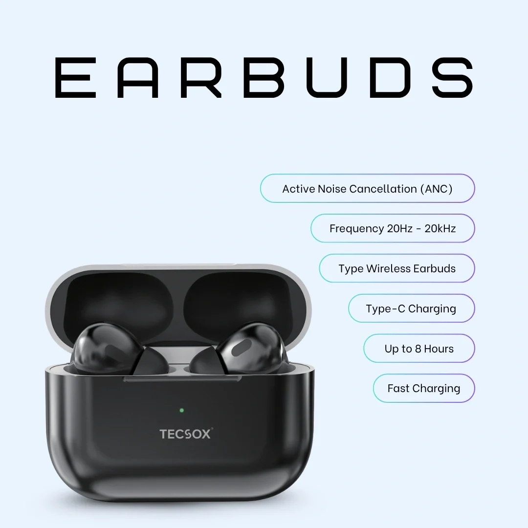 TecSox Tecpods Pro 2 Bluetooth Earbud With Deep Bass & Comfortable Fit | IPX Water Resistant - Image 6
