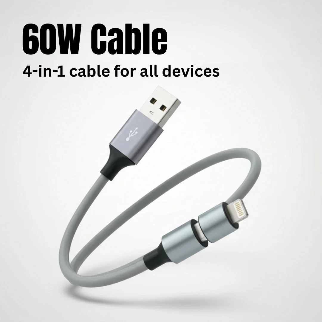 TecSox Zap 4-IN-1 Cable | 1 Meter Fast Charging Cable | 60W - Image 4