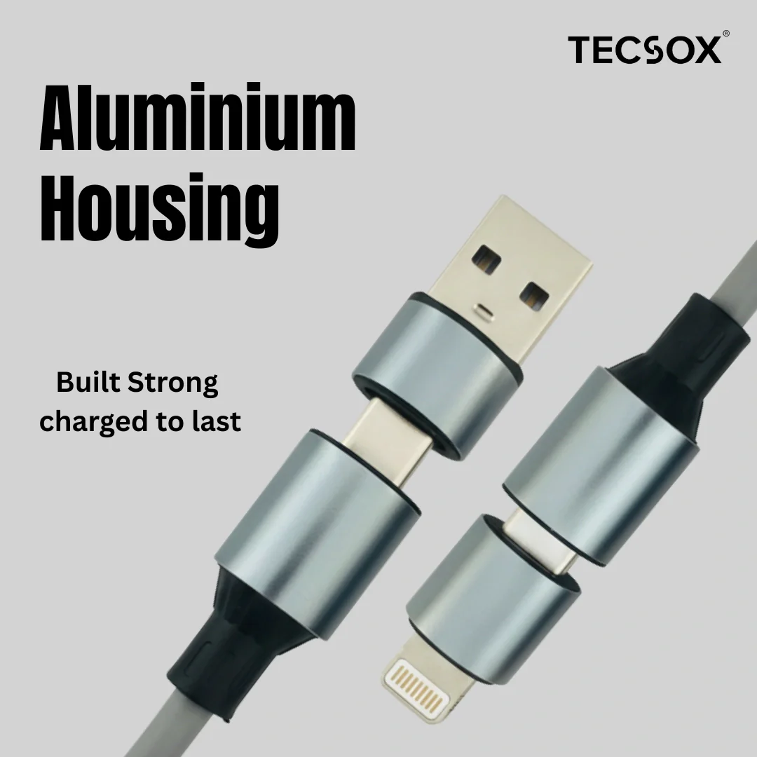 TecSox Zap 4-IN-1 Cable | 1 Meter Fast Charging Cable | 60W - Image 9