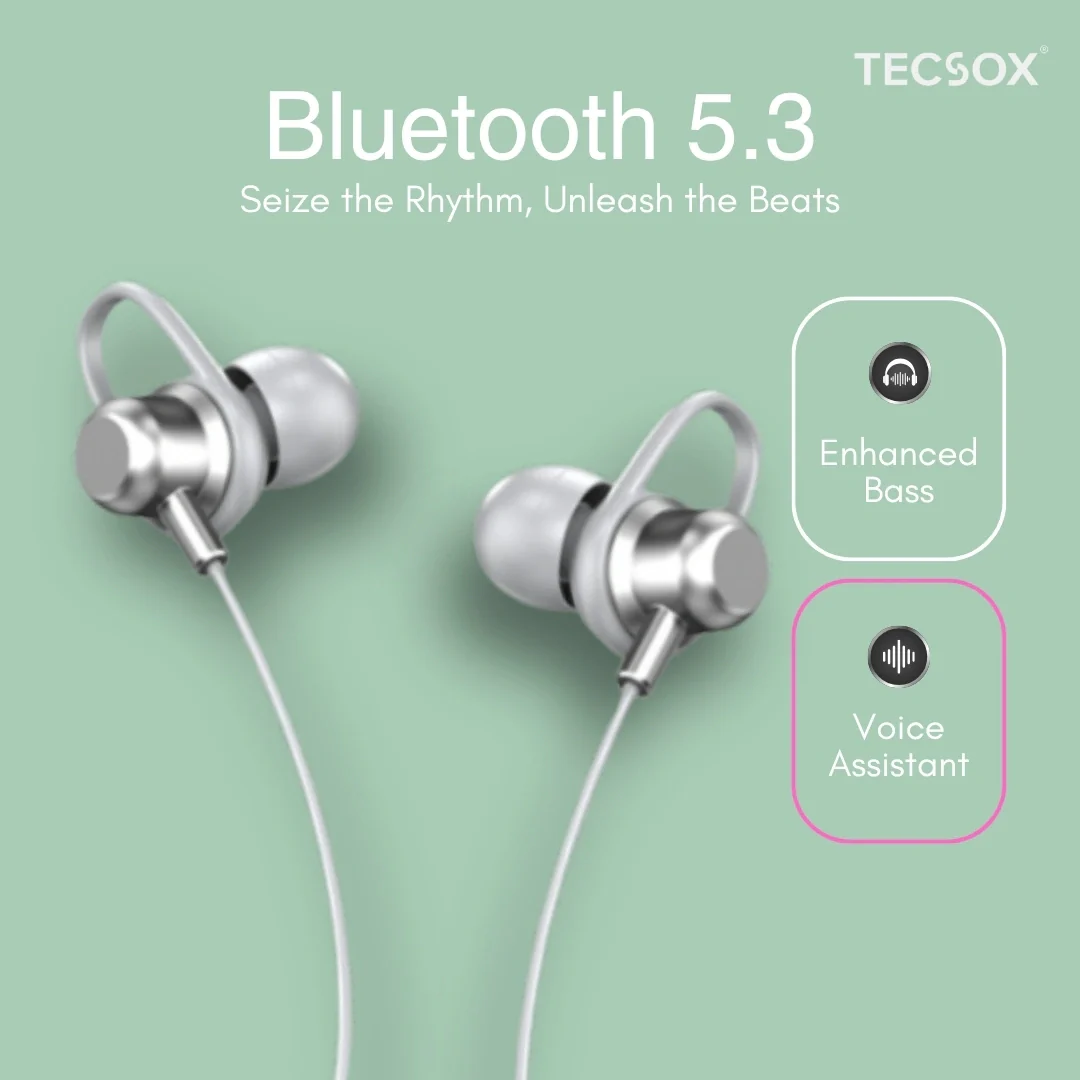 TecSox Verve Bluetooth Neckband | Metallic Touch + High Bass - Image 13