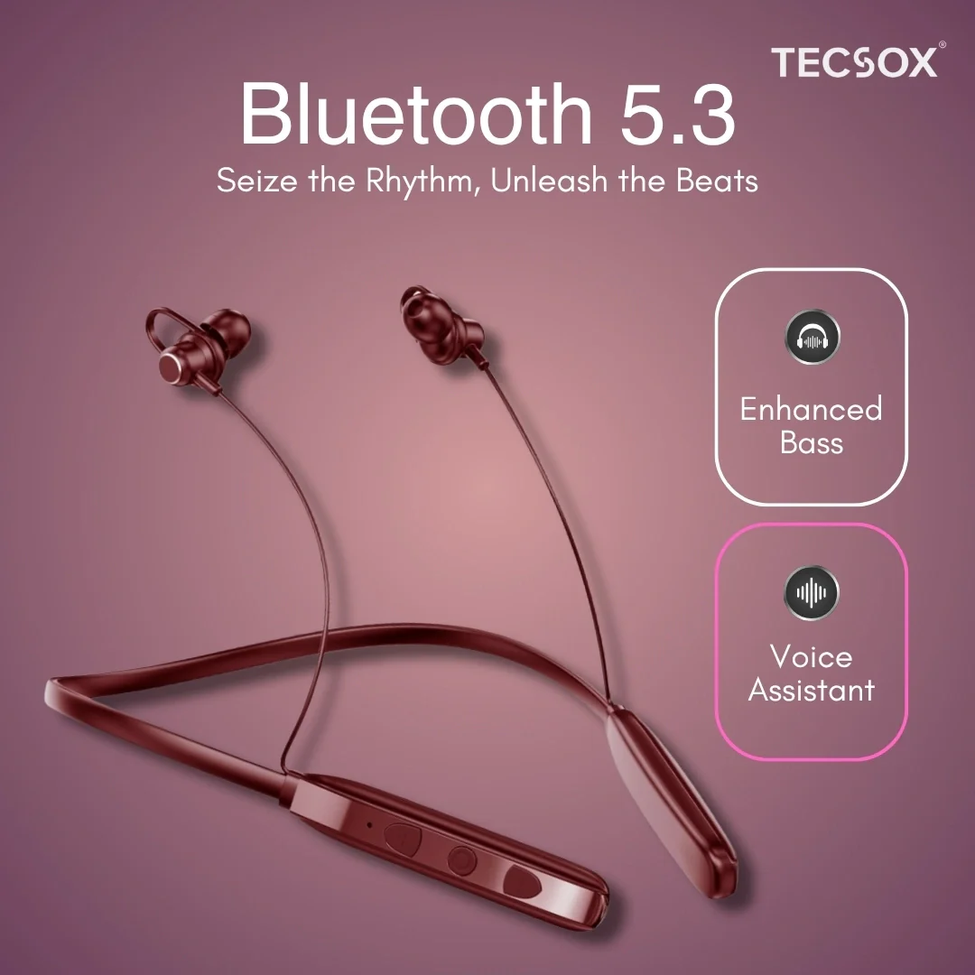 TecSox Verve Bluetooth Neckband | Metallic Touch + High Bass - Image 18